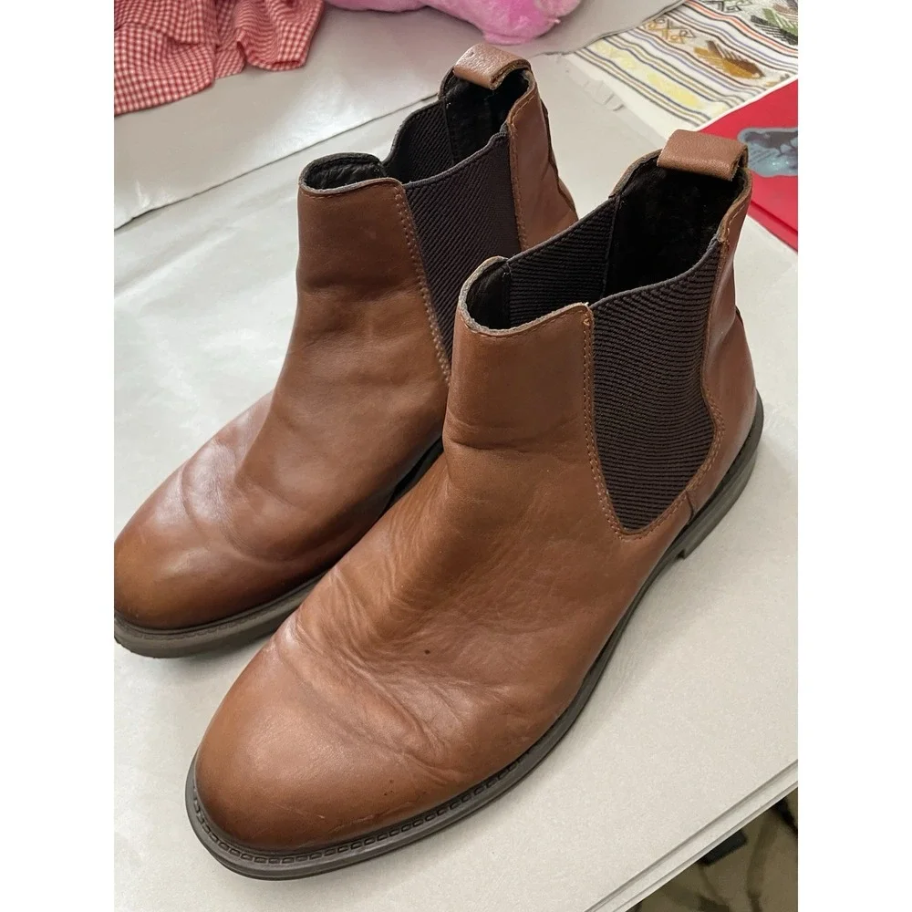 Vince Camuto Huntsley Brown Ankle Elastic Pull On Boots 9.5‎ Men's Clean Boy